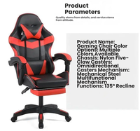 Chaise de jeu ergonomique au design nouveau, en cuir PU, inclinable, avec support lombaire