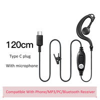Écouteur intra-auriculaire Type C à tube d'air style FBI, protection contre les radiations acoustiques, avec microphone