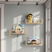 Porte-serviettes mural flottant moderne en bois naturel sculpté à 3 niveaux pour chambre d'enfant, salle de bain, salon