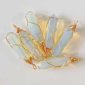 Vente d'usine Pendentif en cristal naturel hexagonal pointu en pierre précieuse de quartz enroulé de fil avec pendentif en fil enroulé Arbre de Vie - Product Image 3