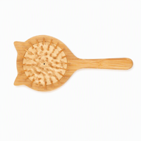 Brosse à cheveux en bois pour jeunes enfants, brosse de massage en bois à coussin d'air, forme de chat, mignonne