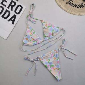 Traje de Baño de 2 Piezas Personalizado, Bikini Triangular con Tiras, Ropa de Playa con Aro, de un Solo Hombro, Spandex/Poliéster, Secado Rápido, Sexy - Product Image 2