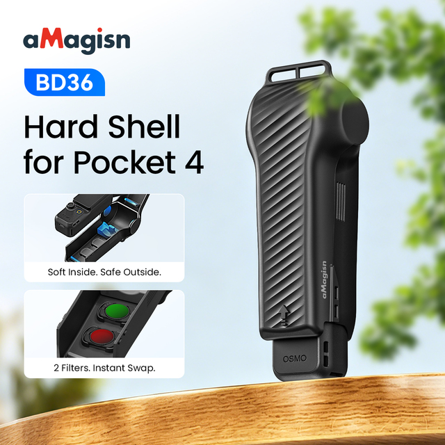 AMagisn Portable Protective Case with Silicone Pad ABS Hard Shell for DJI OSMO Pocket 4 Sports Camera Accessories