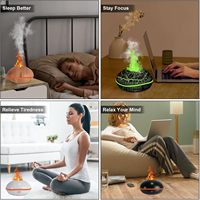 Meilleures ventes 2025 - Diffuseur d'arômes électrique en bois de 200 ml pour table, humidificateur purificateur d'air aux huiles essentielles, aromathérapie à effet flamme