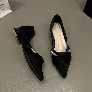 Black <b>Pointed</b> <b>Toe</b> <b>Flat</b> Shoes Women Soft Sole Loafers Style Shallow Mouth Casual <b>Flats</b> - Product Image 3