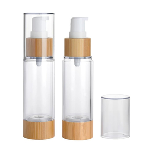 Botellas de Plástico de Bambú en Oferta con Tapas para Loción, Tapas con Pulverizador, Botella con Bomba de Loción sin Aire - Product Image 1