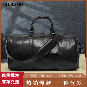 Men's Genuine Leather Travel <b>Bag</b> 51cm Black Cowhide Duffle Gym <b>Bag</b> for Leisure Spring 2025 - Product Image 3