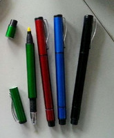 Stylo à bille double tête en métal 2 en 1, objet de qualité supérieure, en aluminium, double face, surligneur, stylo fluorescent