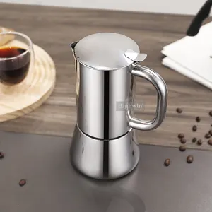 HGIHWIN不锈钢莫卡壶咖啡机炉灶台浓缩咖啡机感应6杯莫卡壶
