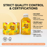 Étiquettes personnalisées pour bouteilles de jus, autocollants imperméables pour mangue et sago, pour emballage de bouteilles en verre de boissons et desserts sucrés, faible MOQ