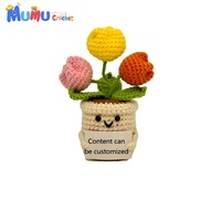 Poupée Tulipe au Crochet Faite Main en Pot, Trois Couleurs, Décoration de Bureau Apaisante et Émotionnelle, Cadeau Personnalisé, Vente en Gros