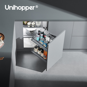 Kitchen Cabinet Pull Out Soft Closing Magic <strong>Corner</strong> Movable Wood Panel Storage <strong>Basket</strong> - Product Image 2