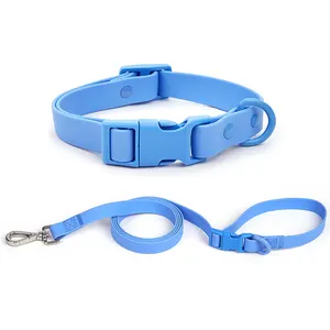 Wholesale Pvc Dog Collar Waterproof Adjustable Luxury Pet Lead Collar Neoprene Easy Clean Dog Collar Leash Set