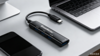 Mini Hub Dream Kacher de Aleación de Aluminio Tipo-C, 5 Puertos USB 3.0/2.0, Carga, Transferencia de Datos, Compatible con Tarjetas SD, Sin Necesidad de Enchufe