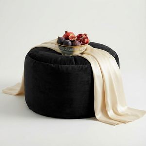 Kosiproducts Velvet Beanbag Ottoman Footstool <strong>Pouf</strong> Chair Pouffe Soft Luxury Home Furniture Polyester (Black 35x35x25) - Product Image 2