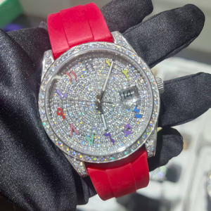 Reloj de Lujo con Diamantes de Moissanita, Estilo Hip Hop, con Correa de Goma Negra, Movimiento Mecánico, para Hombre y Mujer - Product Image 2