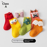 Chaussettes mi-mollet en coton tricoté respirant à motifs de dessins animés colorés pour hommes, femmes et bébés de 0 à 3 ans