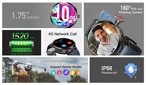 สมาร์ทวอทช์สำหรับผู้ชาย, สมาร์ทวอทช์ GPS โทรเข้า4G ผ่านแอนดรอยด์ WiFi Google Play กล้องวิดีโอสื่อสังคมออนไลน์แจ้งเตือนวิดีโอสมาร์ทวอทช์ของผู้ชายซิมการ์ด - Product Image 5