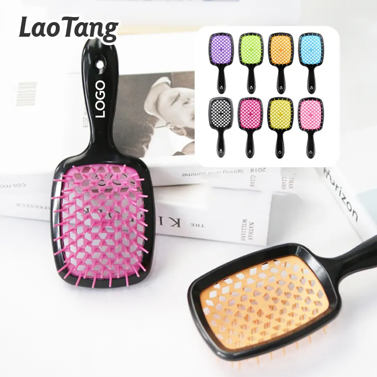 Nhà Máy Bán buôn răng rộng lược bàn chải ướt Detangling Bàn chải tóc Rỗng ra massage Lược