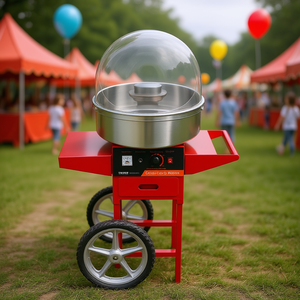 Vevor Cotton <b>Candy</b> <b>Machine</b> 1000W Commercial Stainless Steel Bowl Electric Sugar Maker Red Cart With Wheels - Product Image 2
