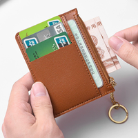 Porte-cartes en cuir PU promotionnel, porte-clés, portefeuille, étui pour cartes de crédit, porte-monnaie, porte-carte d'identité et de bus pour femme