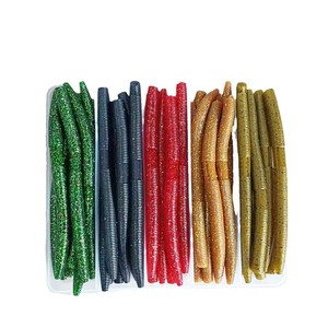 เหยื่อตกปลา PVC แบบนิ่ม 50 ชิ้น สีดำ ชนิดจมช้า สำหรับตกปลาแบส รูปทรงหนอน<span class=keywords><strong>ดิน</strong></span> - Product Image 5