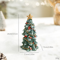 Mini-Weihnachtsbaumfigur aus Kunstharz, schneebeflockt, Tisch-Weihnachtsbaum mit Schleife und Sternbasis für die Weihnachtsdekoration zu Hause oder auf dem Schreibtisch.