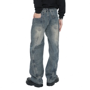 Pantalones Vaqueros Azules al por Mayor para Hombre, Lavado Desgastado, Corte Recto, Holgados, de Algodón, Estilo Vintage, Pantalones de Mezclilla, Ropa Urbana, Jeans para Hombre - Product Image 5
