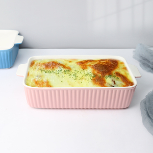 ชุดถาดอบอุปกรณ์ทำขนมในครัวแบบสั่งทำ,ถาดอบทรงสี่เหลี่ยมผืนผ้าจานอบขนมเซรามิกสำหรับเตาอบขนมปัง - Product Image 3