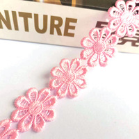 Usine populaire multicolore broderie fleur dentelle garniture 2.5cm Polyester vêtements accessoires dentelle marguerite fleur dentelle garnitures DB206