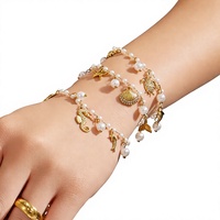 Bracelet en acier inoxydable plaqué or de la série Mili Ocean avec pierres naturelles en zircon, un cadeau haut de gamme et luxueux pour femmes