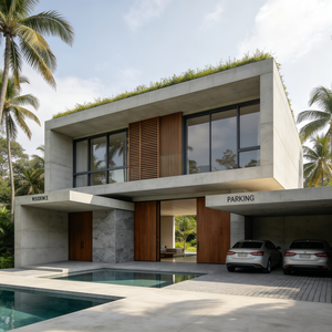 Diseño Arquitectónico Profesional para Casas de Dos Pisos en el Sudeste Asiático, Plano de Planta Moderno de 5 Dormitorios con Garaje y Diseño Interior - Product Image 1