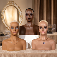 Nouvel arrivage : Tête de mannequin femme couleur chair avec épaules pour présentation de perruques, chapeaux, boucles d'oreilles et accessoires – Idéal pour la photographie e-commerce