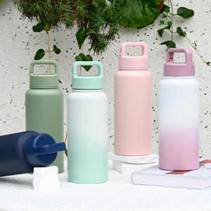 Botella de Agua Deportiva Personalizada con Logotipo, de Acero Inoxidable 304 de Doble Pared, 32 oz/1000 ml, con Tapa 4 en 1, Colorida - Product Image 1