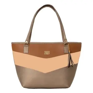 Bolso Tote para Mujer Fana Carola M3842 Color Antimón con Bloques de Color y Borla para Uso Diario - Product Image 1