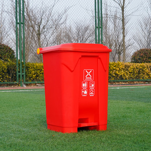 Cubo de Basura con Pedal Tipo K, Rojo, Rectangular, para Uso en Interiores y Exteriores, 2.5 Kg, Tamaño Pequeño, Contenedor de Reciclaje para Hospitales y Escuelas - Product Image 1