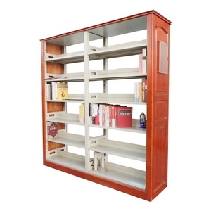 Thép hiện đại bằng gỗ Kệ sách kim loại trường thư viện kệ sách kệ gỗ với khung kim loại kệ sách - Product Image 2