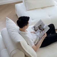 Zayshine Canapé de Salon Moderne Nordique 3 Places en Tissu Velours Blanc Crème, Ensemble Modulable à Combinaison Libre pour Villa, Designer