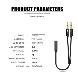 Adaptateur casque séparateur Y 3.5mm pour PC AUX Audio et micro haut-parleur <span class=keywords><strong>1</strong></span> prise <span class=keywords><strong>femelle</strong></span> et <span class=keywords><strong>2</strong></span> prises mâles pour ordinateur - Product Image 4
