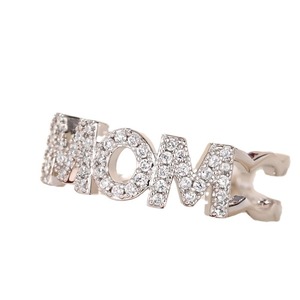 Anello Aperto a Forma di Cuore con Scritta MOM per Donne, Regolabile, Gioiello da Dito con Pavé alla Moda - Product Image 5