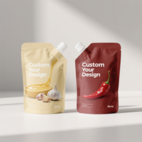Pochette de sauce stand up 500ml sans Bpa Emballage transparent avec bec verseur 16 Oz pour pâte à ail
