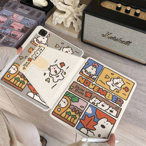 Funda para <span class=keywords><strong>iPad</strong></span> con diseño de cachorro y hoja de arce de dibujos animados, con ranura para lápiz y soporte giratorio, para <span class=keywords><strong>iPad</strong></span> Pro 11/Air 12.9/Mini 6 - Product Image 2