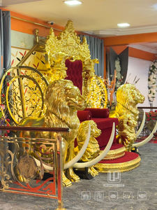 Deluxe trono del re in legno intagliato a mano con 4 teste di leone d'oro sedile del trono <span class=keywords><strong>della</strong></span> <span class=keywords><strong>regina</strong></span> in legno massello per l'arredamento del soggiorno - Product Image 6