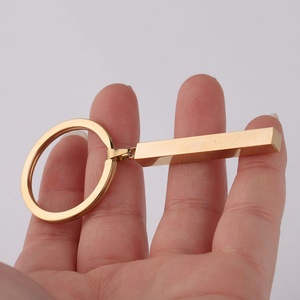 18K Gold PVD Plated Keychains Good Quality Blank bar Pendant Customized Cuboid Keychain Stainless Steel Pendant Jewelry - Product Image 4