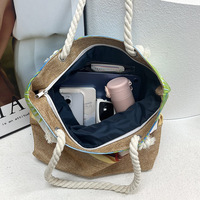 Sac de plage OEM neuf, style coréen, sac à bandoulière de bord de mer, sac fourre-tout tendance en polyester grande taille pour femme avec fermeture éclair