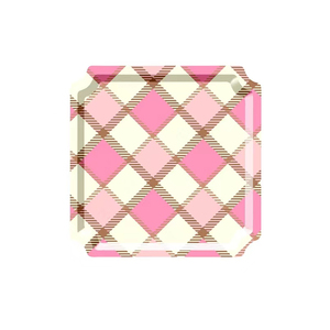 DAMAI Pink Diamond <b>Square</b> Party Tableware <b>Set</b> with Disposable Paper <b>Plates</b> Cups Napkin for Tea Party Supplies - Product Image 5