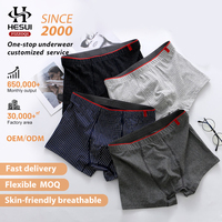 Boxers pour hommes personnalisés OEM respirants à rayures en coton et élasthanne, sous-vêtements élastiques grande taille, caleçons pour hommes