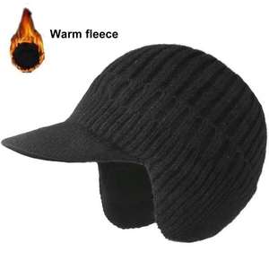 Gorro de bombardero suave y cálido elástico de invierno, gorros de protección para los oídos, gorro de punto holgado para ciclismo al aire libre - Product Image 2