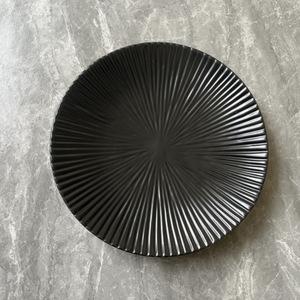 Plato de Cena Cuadrado de Cerámica Negro Mate con Rayas Azules 2025 Cellar Change, Apto para Microondas, <span class=keywords><strong>Vajilla</strong></span> de Estilo Occidental para Fiestas - Product Image 6