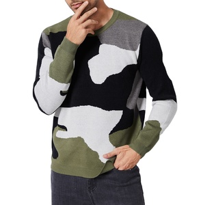 Thời Trang Tùy Chỉnh Mô Hình Màu Sắc Chặn Vòng Cổ Áo Thun Áo Len Cho Nam Giới - Product Image 2